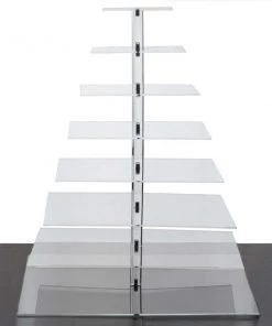 Silkflowersfactory 8 Tier Square Heavy Duty Acrylic Glass Cupcake Dessert Stand For Birthday Wedding Party Cake Stands