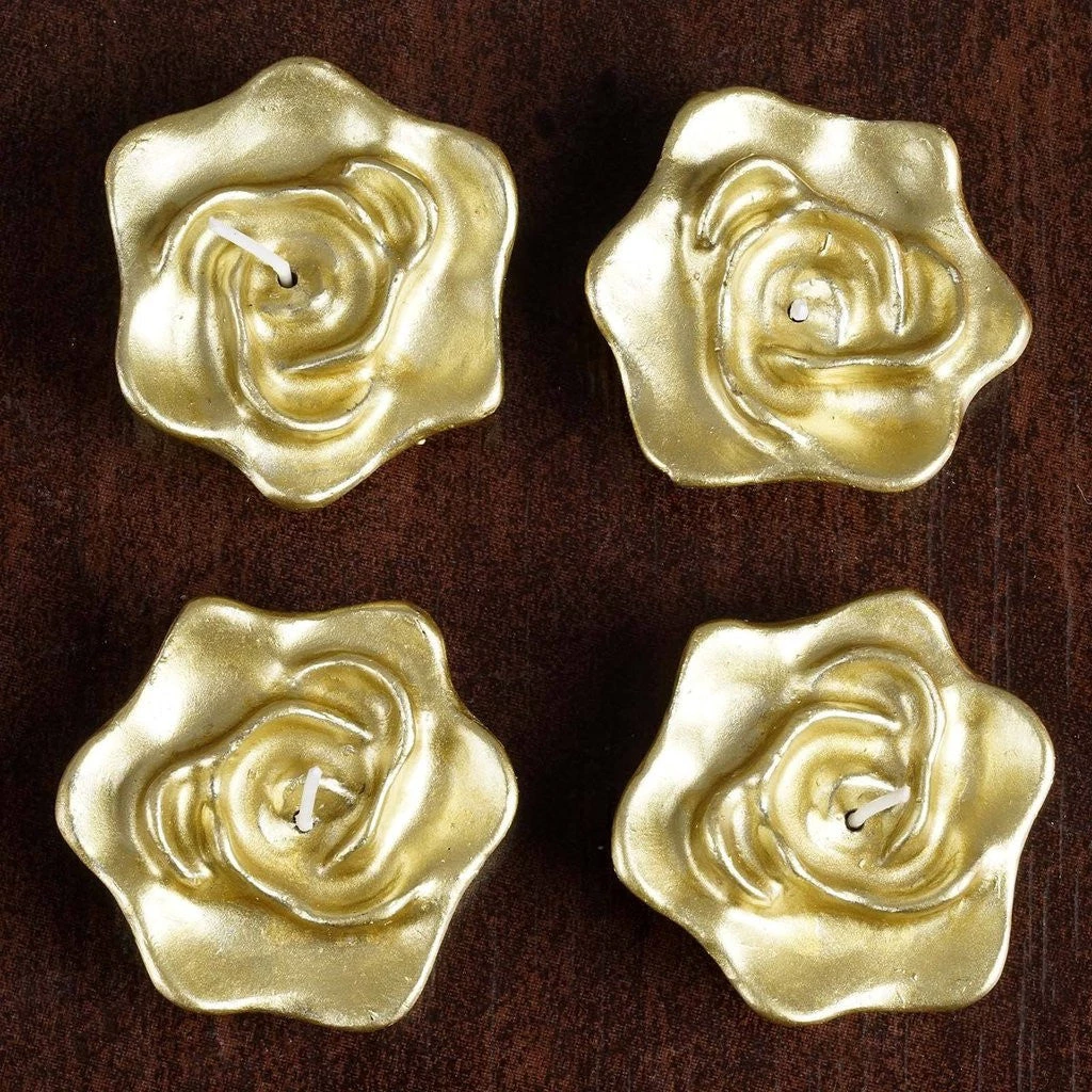 Silkflowersfactory 4 PCS Gold Rose Floating Candles Wedding Birthday Party Centerpiece Decor Flower Vases & Decorations 4 Silkflowersfactory 4 PCS Gold Rose Floating Candles Wedding Birthday Party Centerpiece Decor Flower Vases & Decorations
