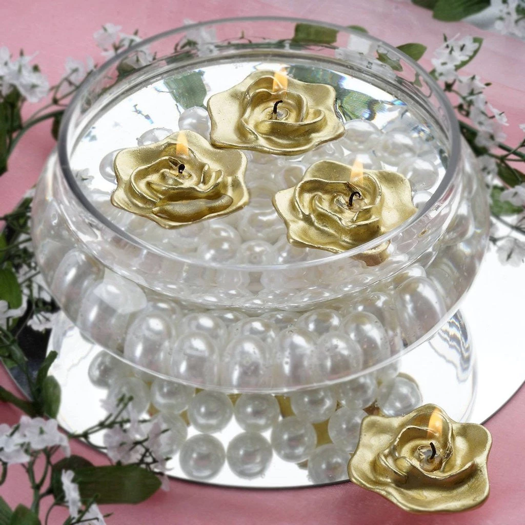 Silkflowersfactory 4 PCS Gold Rose Floating Candles Wedding Birthday Party Centerpiece Decor Flower Vases & Decorations 3 Silkflowersfactory 4 PCS Gold Rose Floating Candles Wedding Birthday Party Centerpiece Decor Flower Vases & Decorations