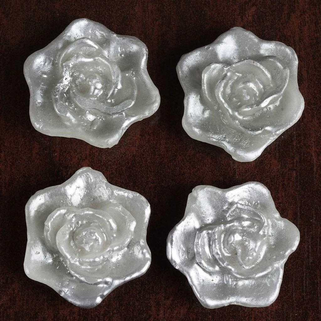Silkflowersfactory 4 PCS Silver Rose Floating Candles Wedding Birthday Party Centerpiece Decor Flower Vases & Decorations 4 Silkflowersfactory 4 PCS Silver Rose Floating Candles Wedding Birthday Party Centerpiece Decor Flower Vases & Decorations