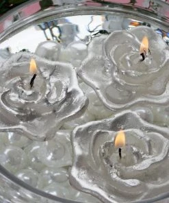 Silkflowersfactory 4 PCS Silver Rose Floating Candles Wedding Birthday Party Centerpiece Decor Flower Vases & Decorations 7 Silkflowersfactory 4 PCS Silver Rose Floating Candles Wedding Birthday Party Centerpiece Decor Flower Vases & Decorations