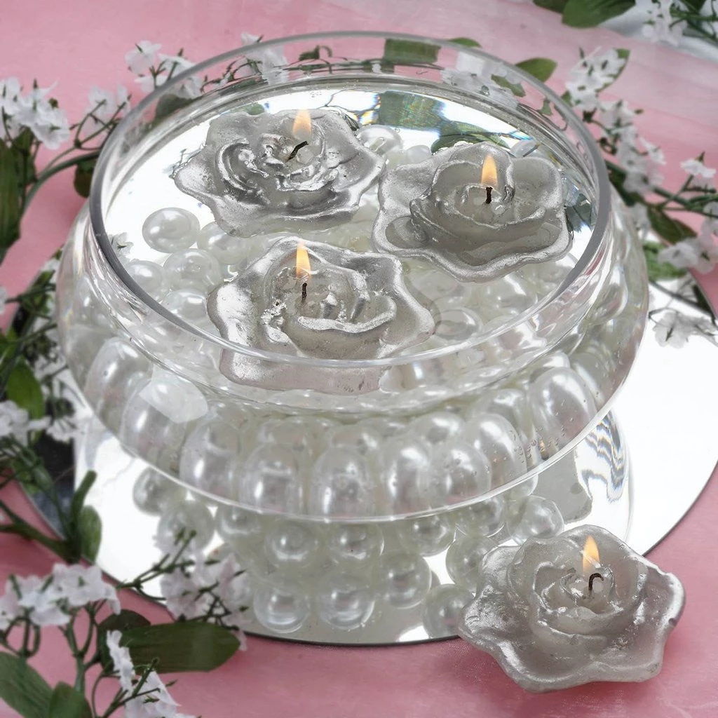 Silkflowersfactory 4 PCS Silver Rose Floating Candles Wedding Birthday Party Centerpiece Decor Flower Vases & Decorations 3 Silkflowersfactory 4 PCS Silver Rose Floating Candles Wedding Birthday Party Centerpiece Decor Flower Vases & Decorations