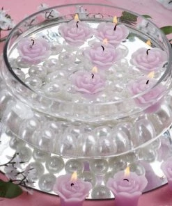 Silkflowersfactory 12 PCS Lavender Rose Mini Floating Candles Wedding Birthday Party Centerpiece Decor
