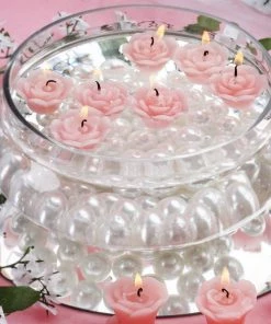 Silkflowersfactory Flower Vases & Decorations Pink Rose Mini Floating Candles Wedding Birthday Party Centerpiece Decor - 12/pk