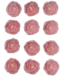 Silkflowersfactory Flower Vases & Decorations Pink Rose Mini Floating Candles Wedding Birthday Party Centerpiece Decor - 12/pk