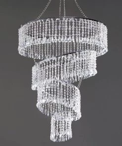 Efavormart-new 4 Tier Designer Crystal Pendant Lighting Diamond Chandelier Centerpiece - 18" Diameter X 24" Long Chandelier & Stands