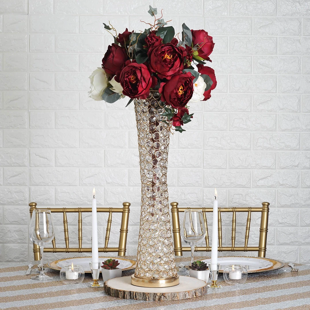 Efavormart-new Elegant Tall Hurricane Beaded Crystal Vase Wedding Centerpiece - Gold - 24" Tall 7 Efavormart-new Elegant Tall Hurricane Beaded Crystal Vase Wedding Centerpiece - Gold - 24" Tall
