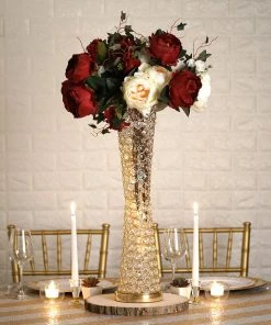 Efavormart-new Elegant Tall Hurricane Beaded Crystal Vase Wedding Centerpiece - Gold - 24" Tall 13 Efavormart-new Elegant Tall Hurricane Beaded Crystal Vase Wedding Centerpiece - Gold - 24