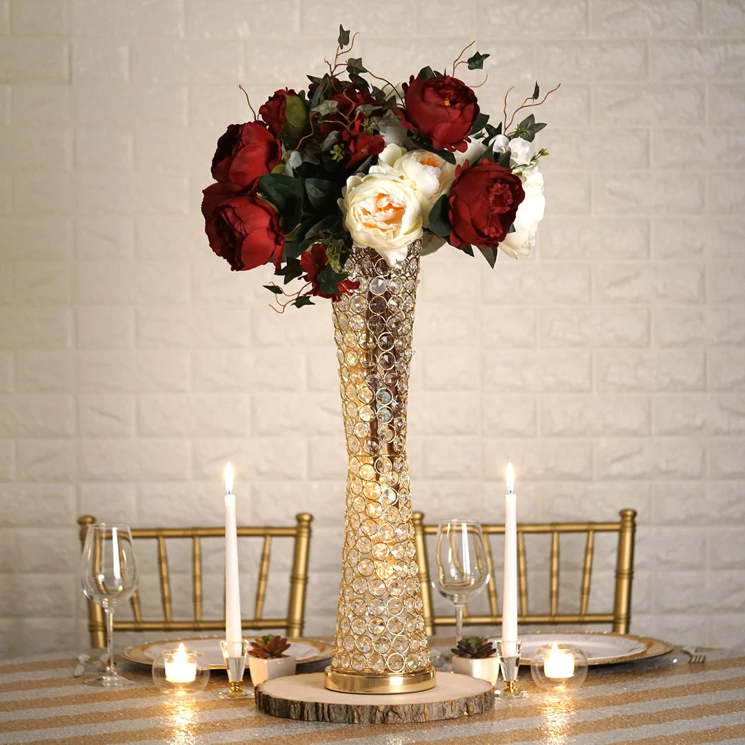 Efavormart-new Elegant Tall Hurricane Beaded Crystal Vase Wedding Centerpiece - Gold - 24" Tall 8 Efavormart-new Elegant Tall Hurricane Beaded Crystal Vase Wedding Centerpiece - Gold - 24" Tall