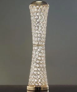 Efavormart-new Elegant Tall Hurricane Beaded Crystal Vase Wedding Centerpiece - Gold - 24" Tall