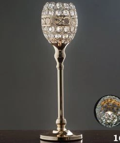 Efavormart-new Chandelier & Stands 16" Tall Crystal Beaded Candle Holder Goblet Votive Tealight Wedding Chandelier Centerpiece - Gold