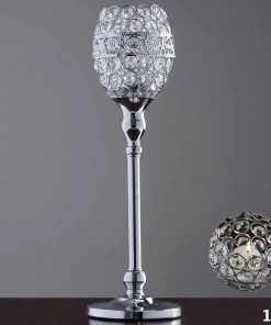 Efavormart-new Chandelier & Stands SET Of 2 Crystal Beaded Candle Holder Goblet Votive Tealight Wedding Centerpiece 16" Tall