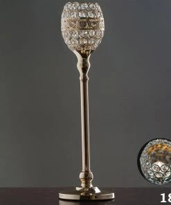 Efavormart-new Chandelier & Stands 18" Tall Crystal Beaded Candle Holder Goblet Votive Tealight Wedding Chandelier Centerpiece - Gold