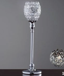 Efavormart-new 18" Tall Crystal Beaded Candle Holder Goblet Votive Tealight Wedding Chandelier Centerpiece - Silver