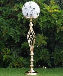 Efavormart-new 25.5" Tall Metal Wedding Flower Decor Candle Holder Vase Centerpiece - Gold - Buy 1 Get 1 Free Chandelier & Stands