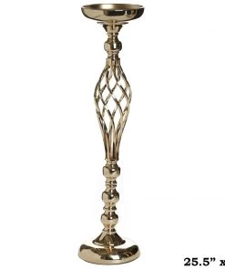 Efavormart-new 25.5" Tall Metal Wedding Flower Decor Candle Holder Vase Centerpiece - Gold - Buy 1 Get 1 Free Chandelier & Stands