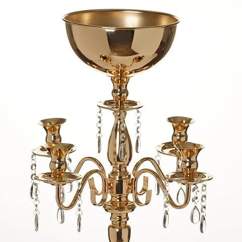 Silkflowersfactory 33" Tall Gold Arm Shiny Metal Candelabra Chandelier Votive Candle Holder Wedding Centerpiece 4 Silkflowersfactory 33" Tall Gold Arm Shiny Metal Candelabra Chandelier Votive Candle Holder Wedding Centerpiece