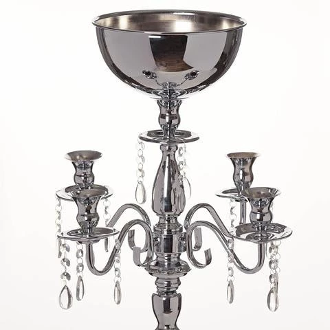 Silkflowersfactory 33" Tall Silver Arm Shiny Metal Candelabra Chandelier Votive Candle Holder Wedding Centerpiece 4 Silkflowersfactory 33" Tall Silver Arm Shiny Metal Candelabra Chandelier Votive Candle Holder Wedding Centerpiece