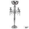 Silkflowersfactory 33" Tall Silver Arm Shiny Metal Candelabra Chandelier Votive Candle Holder Wedding Centerpiece