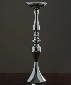 Silkflowersfactory 19" Tall Silver Metallic Floral Vase Wedding Centerpiece Riser