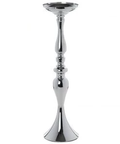 Silkflowersfactory 19" Tall Silver Metallic Floral Vase Wedding Centerpiece Riser