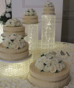 Efavormart-new Grand Wedding Beaded Crystal Metal Riser Cake Stand - 15.5