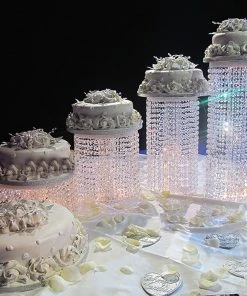 Efavormart-new Grand Wedding Beaded Crystal Metal Riser Cake Stand - 15.5