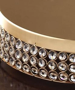 Efavormart-new Chandelier & Stands Grand Wedding Beaded Crystal Metal Cake Stand - Gold - 15.5" Diameter