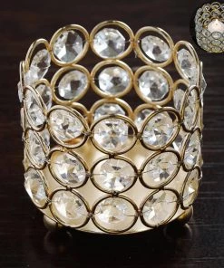 Efavormart-new Bejeweled Blitz Votive Tealight Wedding Crystal Candle Holder - Gold - 3.25" Dia X 2.75" Tall