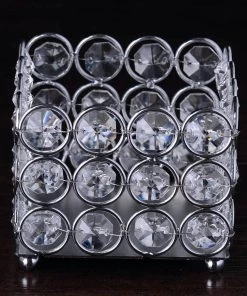 Efavormart-new Chandelier & Stands Illuminating Square Votive Tealight Wedding Crystal Candle Holder - 3.25" W X 3.25" L X 2.5" H