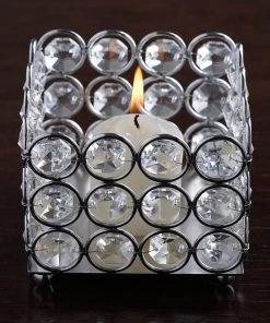 Efavormart-new Chandelier & Stands Illuminating Square Votive Tealight Wedding Crystal Candle Holder - 3.25" W X 3.25" L X 2.5" H 12 Efavormart-new Chandelier & Stands Illuminating Square Votive Tealight Wedding Crystal Candle Holder - 3.25