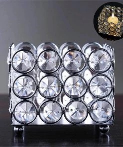 Efavormart-new Chandelier & Stands Illuminating Square Votive Tealight Wedding Crystal Candle Holder - 3.25" W X 3.25" L X 2.5" H