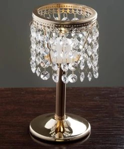 Efavormart-new Elegant Metal Votive Tealight Crystal Candle Holder Wedding Centerpiece - Gold - 7.5" Chandelier & Stands