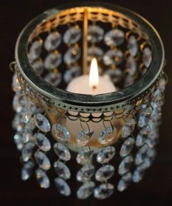 Efavormart-new Elegant Metal Votive Tealight Crystal Candle Holder Wedding Centerpiece - Gold - 7.5