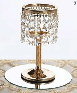 Efavormart-new Elegant Metal Votive Tealight Crystal Candle Holder Wedding Centerpiece - Gold - 7.5