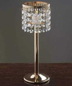 Efavormart-new Stunning Metal Votive Tealight Crystal Candle Holder Wedding Centerpiece - Gold - 11.5" Chandelier & Stands