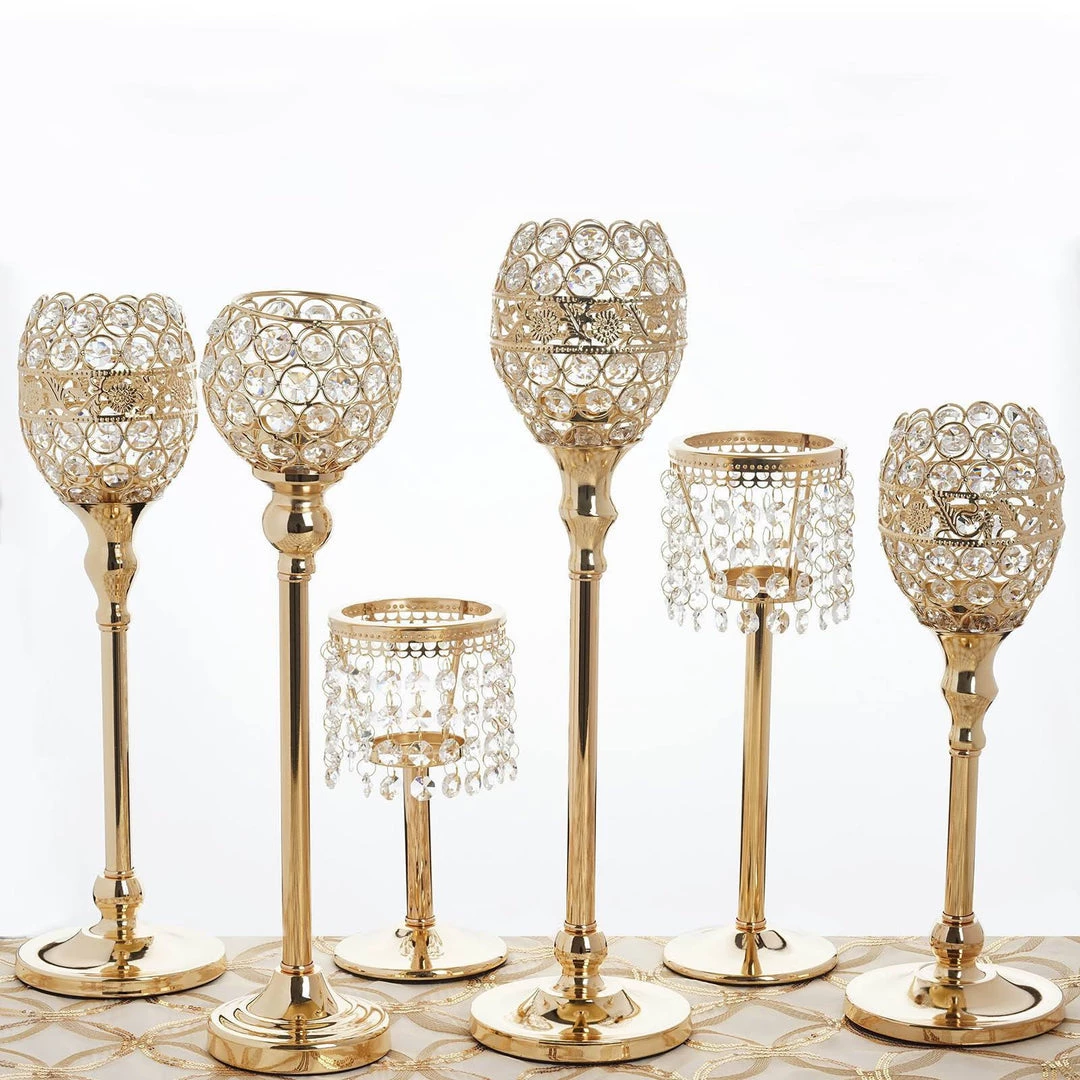 Efavormart-new Stunning Metal Votive Tealight Crystal Candle Holder Wedding Centerpiece - Gold - 11.5" Chandelier & Stands 7 Efavormart-new Stunning Metal Votive Tealight Crystal Candle Holder Wedding Centerpiece - Gold - 11.5" Chandelier & Stands