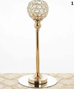 Efavormart-new Sleek Pillar Crystal Votive Tealight Candle Holder Wedding Centerpiece - Gold - 16