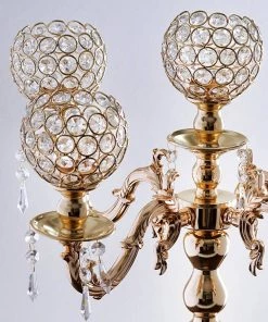 Efavormart-new Chandelier & Stands Candelabra Chandelier Crystal Votive Candle Holder Wedding Centerpiece - 25" Tall - Gold