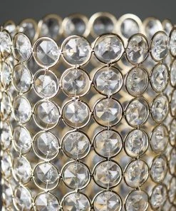 Silkflowersfactory 16" Tall Gold Exquisite Wedding Votive Tealight Crystal Candle Holder Flower Vases & Decorations