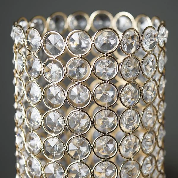 Silkflowersfactory 16" Tall Gold Exquisite Wedding Votive Tealight Crystal Candle Holder Flower Vases & Decorations 4 Silkflowersfactory 16" Tall Gold Exquisite Wedding Votive Tealight Crystal Candle Holder Flower Vases & Decorations