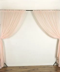 Silkflowersfactory Set Of 2 Blush Fire Retardant Sheer Organza Premium Curtain Panel Backdrops Window Treatment With Rod Pockets - 5FTx10FT