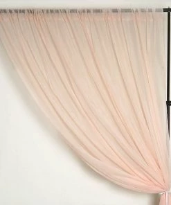 Silkflowersfactory Set Of 2 Blush Fire Retardant Sheer Organza Premium Curtain Panel Backdrops Window Treatment With Rod Pockets - 5FTx10FT