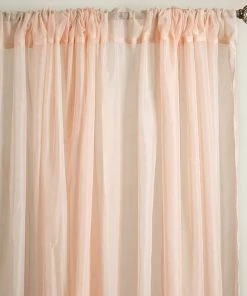 Silkflowersfactory Set Of 2 Blush Fire Retardant Sheer Organza Premium Curtain Panel Backdrops Window Treatment With Rod Pockets - 5FTx10FT