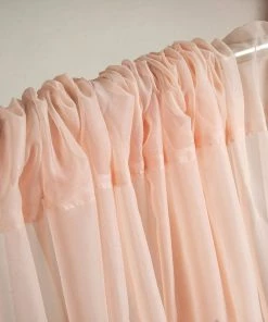 Silkflowersfactory Set Of 2 Blush Fire Retardant Sheer Organza Premium Curtain Panel Backdrops Window Treatment With Rod Pockets - 5FTx10FT