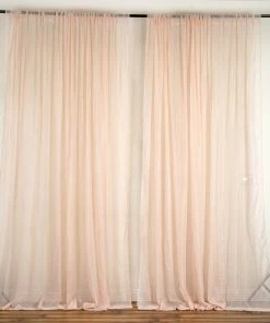 Silkflowersfactory Set Of 2 Blush Fire Retardant Sheer Organza Premium Curtain Panel Backdrops Window Treatment With Rod Pockets - 5FTx10FT