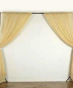 Silkflowersfactory 10FT Fire Retardant Champagne Sheer Curtain Panel Backdrops Window Treatment With Rod Pockets - Premium Collection Backdrops & Stands
