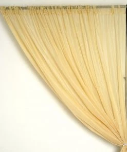 Silkflowersfactory 10FT Fire Retardant Champagne Sheer Curtain Panel Backdrops Window Treatment With Rod Pockets - Premium Collection Backdrops & Stands