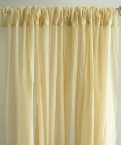Silkflowersfactory 10FT Fire Retardant Champagne Sheer Curtain Panel Backdrops Window Treatment With Rod Pockets - Premium Collection Backdrops & Stands