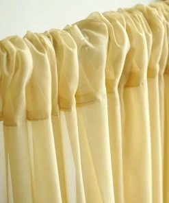 Silkflowersfactory 10FT Fire Retardant Champagne Sheer Curtain Panel Backdrops Window Treatment With Rod Pockets - Premium Collection Backdrops & Stands